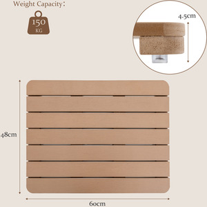 Waterproof Spa Shower Mat Bathmat - Brown by Costway