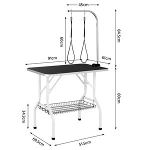 Dog Grooming Table with 2 Leashes - Black by Yaheetech