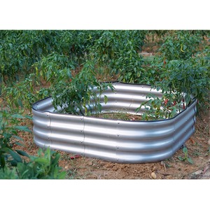 Raised Bed Planter Square Galvanised Steel 120x120x30cm - Galvanised Steel by Gr8 Garden