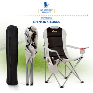 Padded Camping Chairs - Black and Grey / 2 by SUNMER