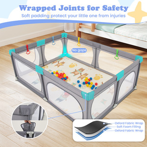 Extra Large Baby Playard Baby Playpen - Light Grey by Costway