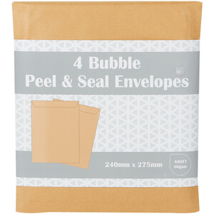 Pack of 4 Bubble Envelopes - Brown / 240 x 275mm