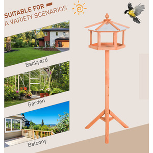 Bird Stand Feeder Table Feeding Station - Natural by Pawhut