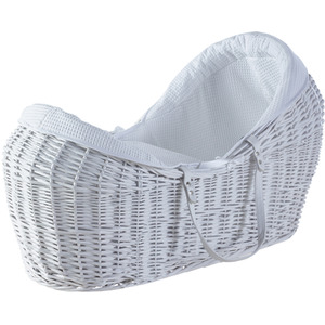 White Waffle White Pod Moses Basket by Kinder Valley