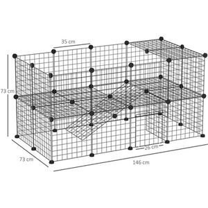 Metal Wire Pet Playpen - Black by PawHut