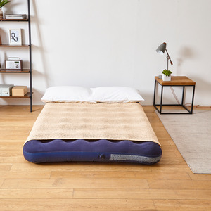 Neo Flocked Inflatable Airbed Mattress - Blue / 137cm by Neo