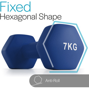 Hex Neoprene Dumbbells Set of 2 - Dark Blue / 7kg by Core Balance