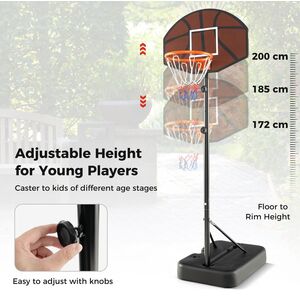 Height Adjustable Basketball Stand - Black by Costway