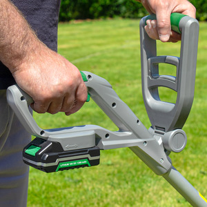 Cordless Grass Strimmer 18V Li-Ion Battery Powered - Green and Grey by Gracious Gardens