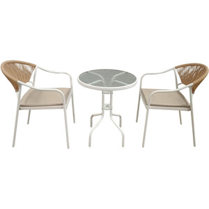 Lillian Bistro Set - Neutral and White by Outdoor Essentials