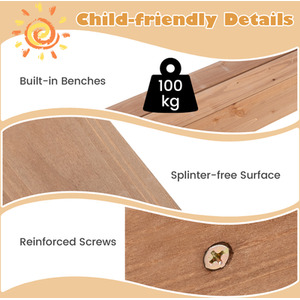 Kids Sandbox with Cover - Brown by Costway