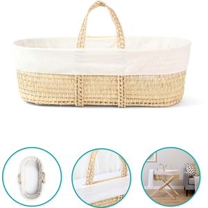Scandi Palm Moses Basket - Cream by Clair de Lune