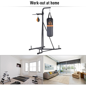 HOMCOM Freestanding Boxing Punch Bag and Speed Ball Station - Black and Gray by HOMCOM