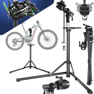 Bike Repair Stand Jan - Folding, Height-Adjustable, Suitable For E-Bikes - Grey & Black by tectake