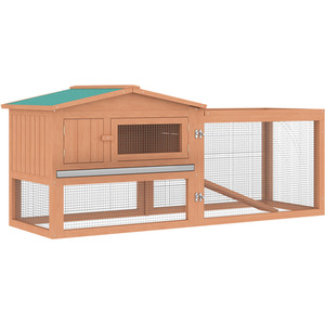 Pawhut 2 Tier Animal Hutch - Natural wood finish by Pawhut