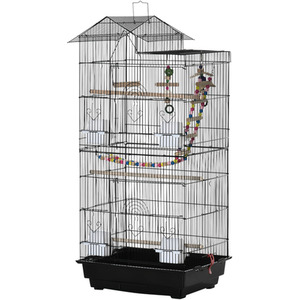 PawHut Bird Cage for Small Birds with Accessories - Black by PawHut