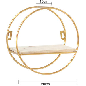 Double Circle Wall Mounted Decorative Display Shelf - Gold / 20cm by Livingandhome