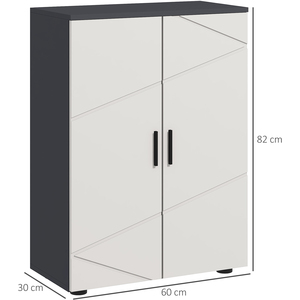 kleankin Small Bathroom Storage Cabinet with Doors and Shelves - Grey by kleankin