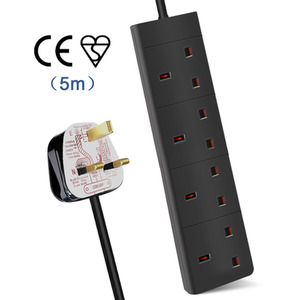 4 Way Extension Leads - Black / 5m by ExtraStar