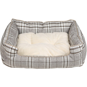Luxury Grey Tweed Dog Bed With Reversible Base Cushion SM - Grey by NOAHS ARK