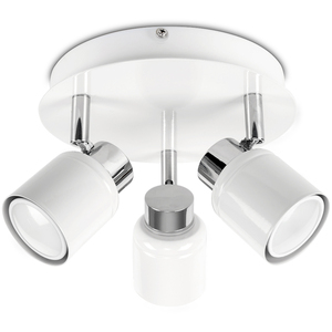 Benton Spotlight 3 Way White Bathroom Ceiling Bar Spotlight - White by ValueLights