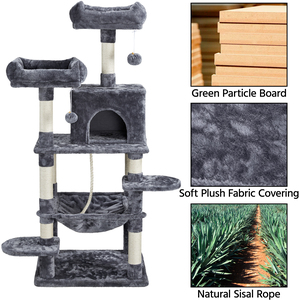 Large Cat Tree with Scratching Posts - Dark Grey by Yaheetech