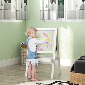 AIYAPLAY Double-Sided Kids Easel with Storage Shelf - White by AIYAPLAY