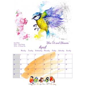 Birds in Watercolour 2024 Calendar by BebesArts