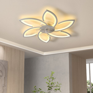 Flower-Shaped Tri-Color Dimmable Ceiling Fan Light - White / 78cm by Livingandhome