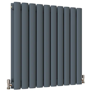 Oval Column Horizontal Designer Radiators - Anthracite / 590mm / 78mm