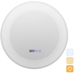 Round LED Bathroom Wall Mirror - Silver by Costway