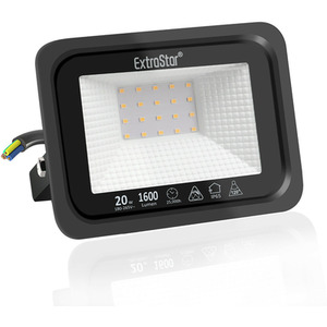 20W LED Flood Light, 6500K, IP65 - Black / 1 by ExtraStar