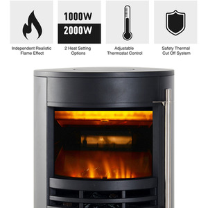 HOMCOM Electric Fireplace Heater 900W,1800W-Black - Black