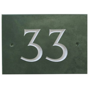 Green Slate House Number 33 - Smoky Green by The House Nameplate Company