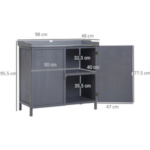 Outsunny Garden Storage Cabinet, Tool Shed, Potting Bench - Grey by Outsunny