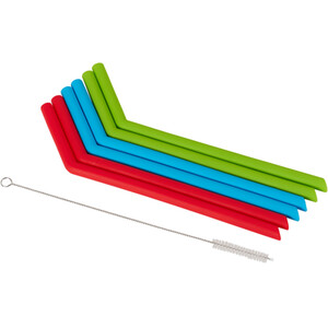 Pack of 6 Reusable Angled Silicone Straws