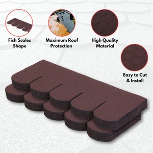 25 Pieces Asphalt Roof Shingles Fish Scales Design - Brown by NOVECRAFTO