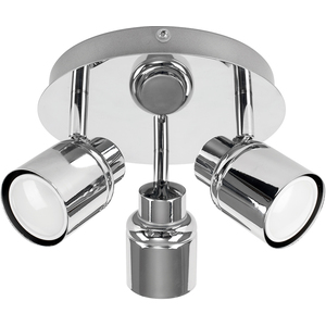 Modern Polished Chrome IP44 Rated 3 Way Round Plate Bathroom Ceiling Spotlight - Silver by ValueLights