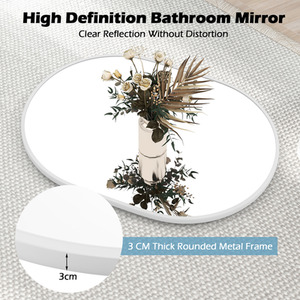Runway Oval Bathroom Mirror - White by Costway