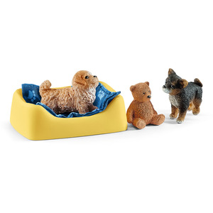 SCHLEICH Farm World Puppy Pen and Puppy Toy Figures - Black by SCHLEICH