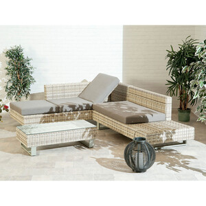 Novara Rattan Corner Lounge Set - Natural by Suntime