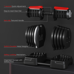 2 In 1 Quick Adjust Dumbbell Weight Set with Anti Slip Handle - Black by Yaheetech