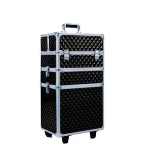 Diamond Makeup Case on Wheels - Black by Livingandhome