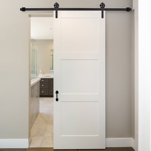 HOMCOM Sliding Barn Door Hardware Carbon Steel Kit - Deep Coffee by HOMCOM