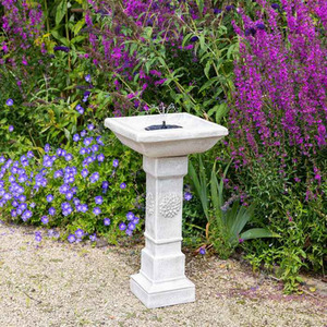 Budding Dahlia Solar Bird Bath Water Feature with Lights - White by Primrose