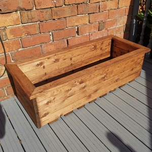 Hand Made Rustic Wooden Large Garden Trough Flower Bed Planter - Brown by Samuel Alexander