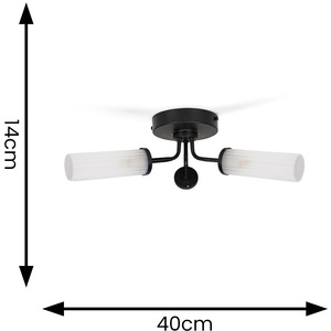 Canya 3 Way Black Bathroom Ceiling Light (Flush) - Black by ValueLights