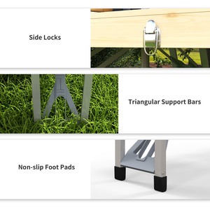 Outsunny Folding Picnic Table with 4 Chairs with Umbrella Hole - Nude by Outsunny