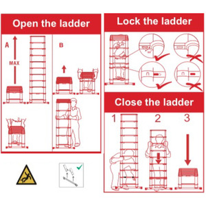 Extra Wide Telescopic Ladder with Soft Close Design - Grey / 88cm by Groundlevel