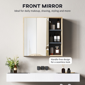 HOMCOM Bathroom Wall Mounted Mirror Cabinet Natural by HOMCOM